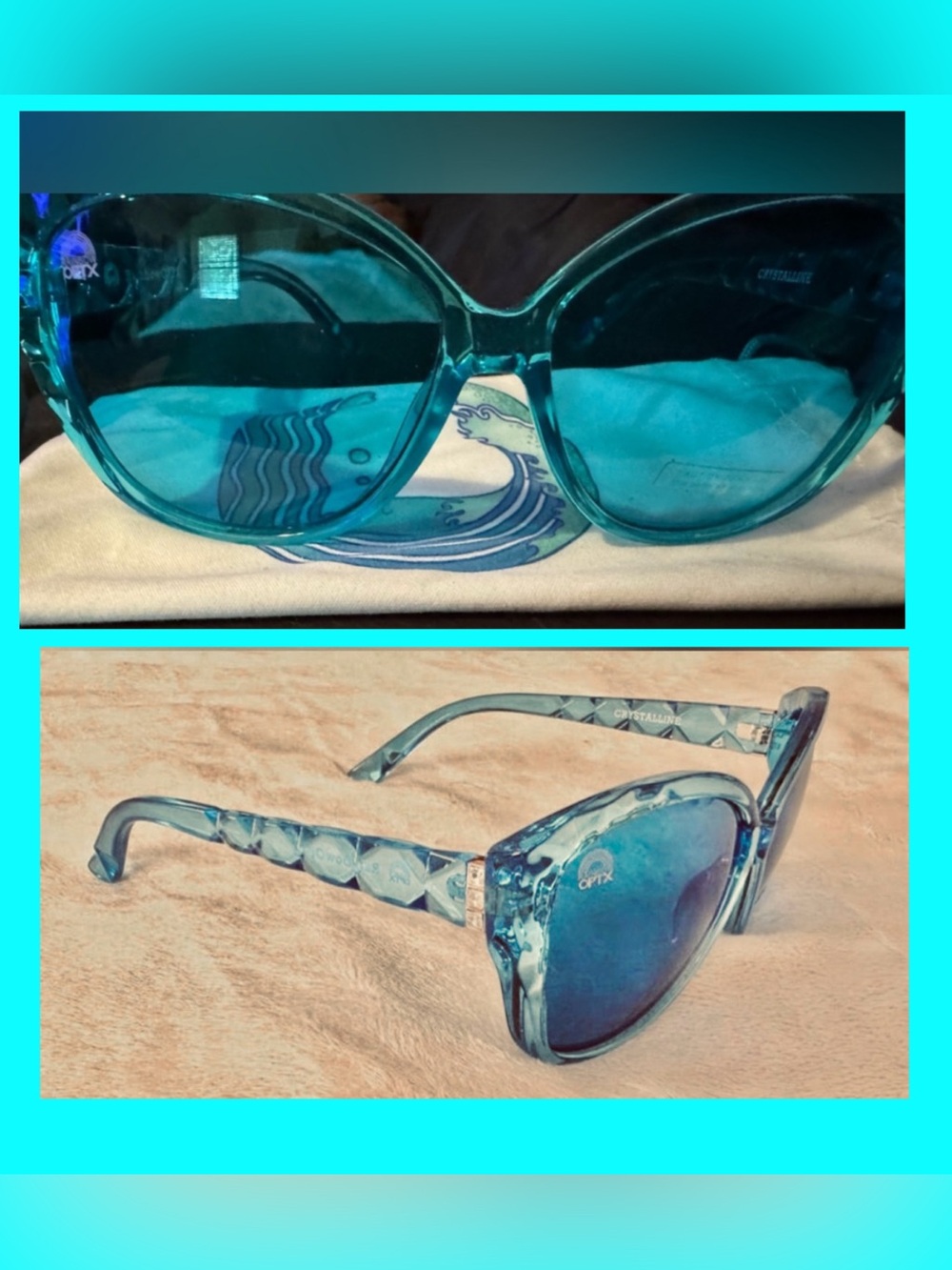 Rainbow OPTX discontinued CRYSTALLINE style AQUA NEW sunglasses RARE HTF